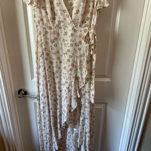 Altar'd State Cream and Brown Maxi Dress